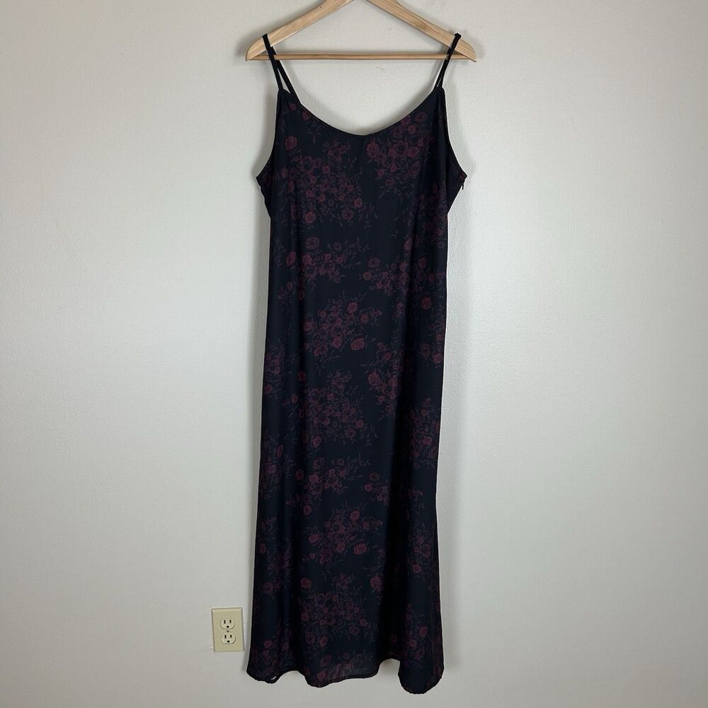 Thorn & Fable 2X Midi Dress Black Floral Slip Fairy Grunge Forrest Romantic Rose
